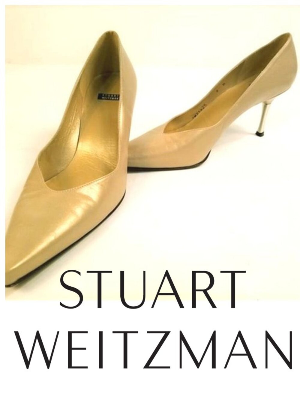 Stuart Weitzman Shimmery Gold Heels ✨ $495 MSRP ✨ Size 9 - Picture 2 of 8
